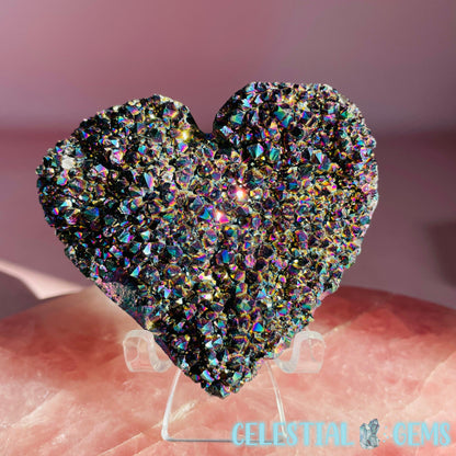 Rainbow Titanium Aura Quartz Heart Medium Cluster