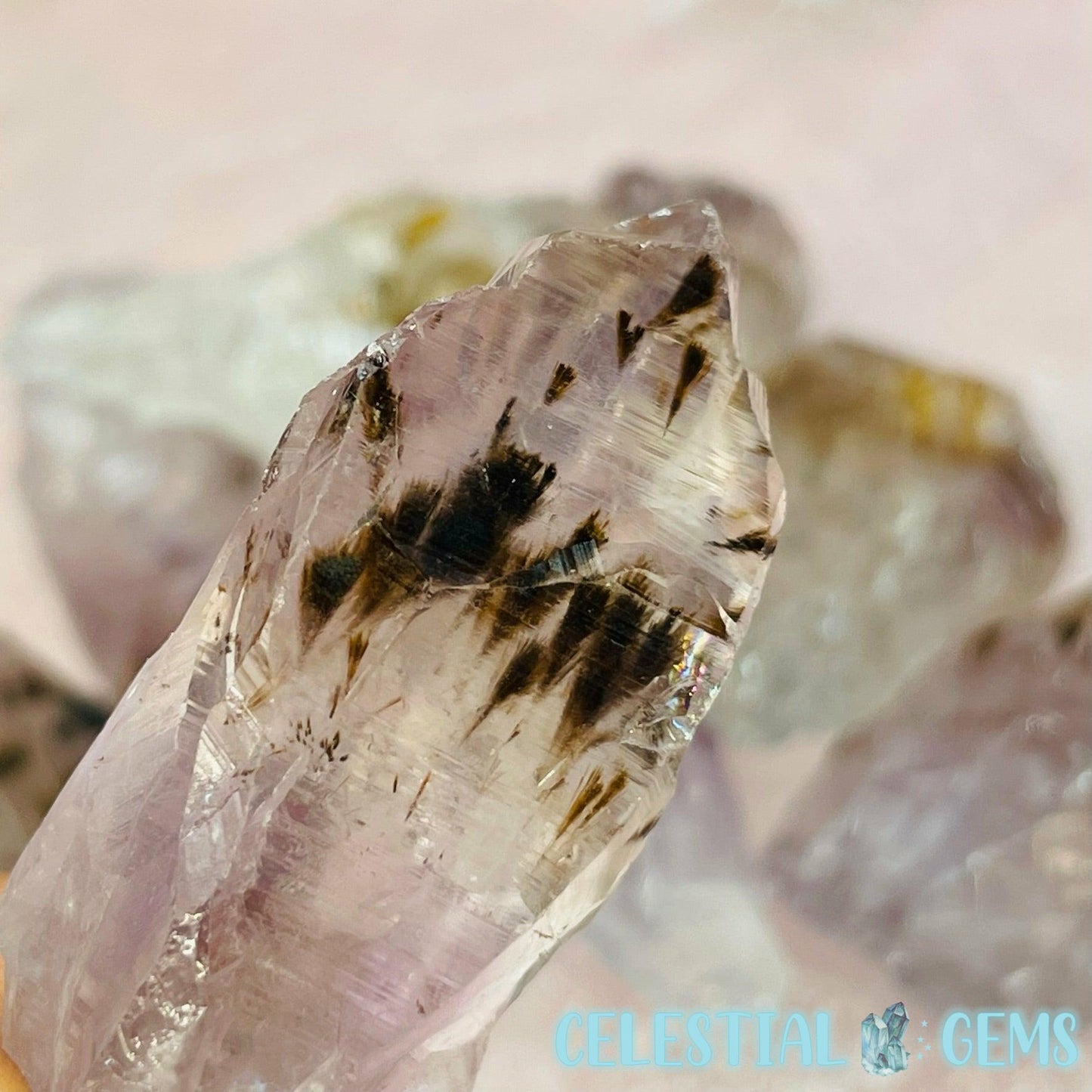 Amethyst & Cacoxenite Natural Points Small