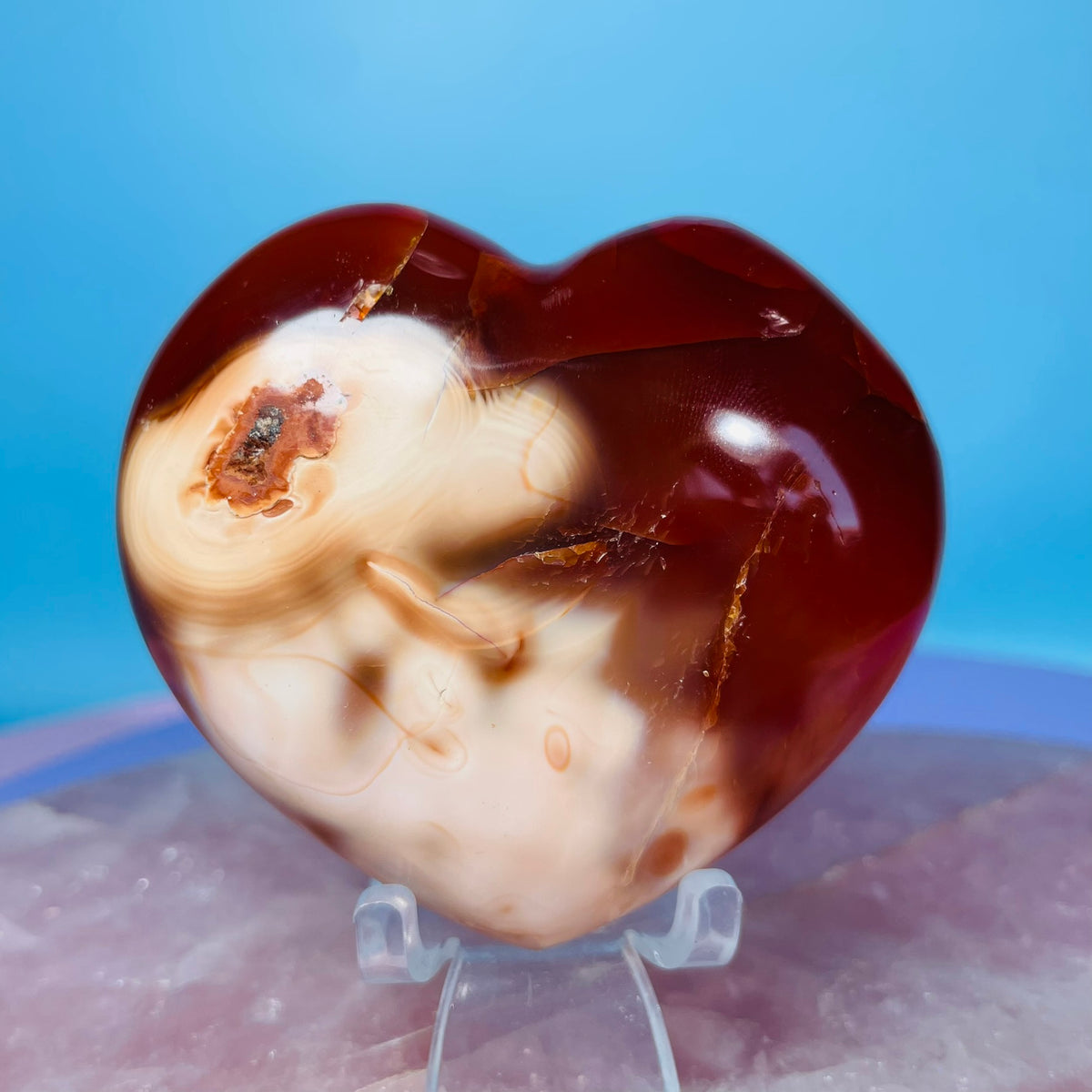 Carnelian Agate Heart Medium Carving