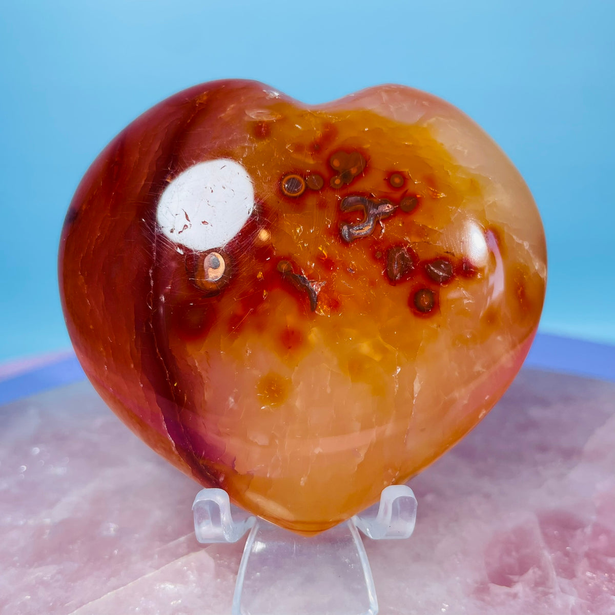 Carnelian Agate Heart Medium Carving