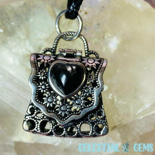 Heart Handbag Opening Necklace (Hypersthene / Amethyst)