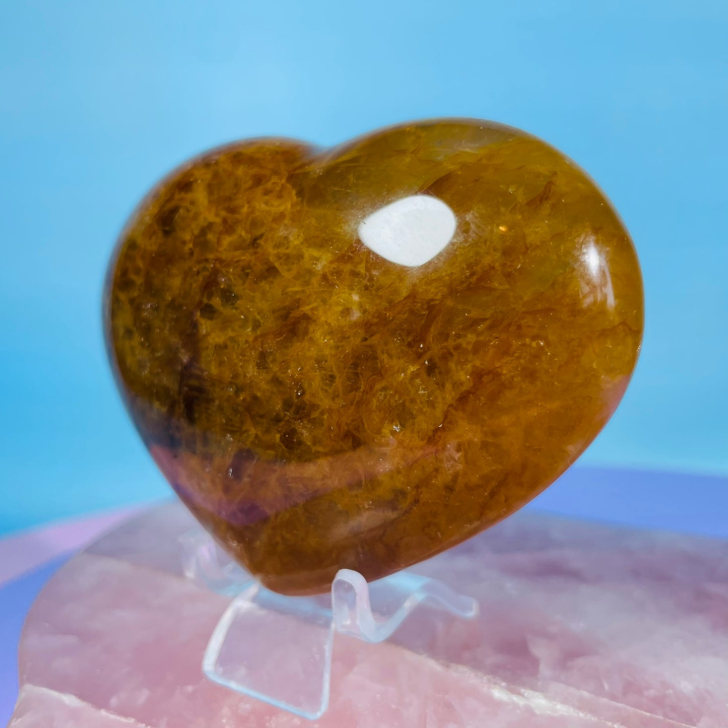 Golden Healer Quartz Heart Medium Carving
