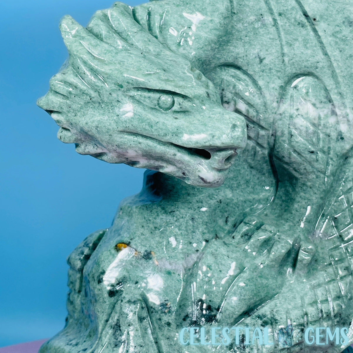 Green Jade Flying Dragon Large Carving