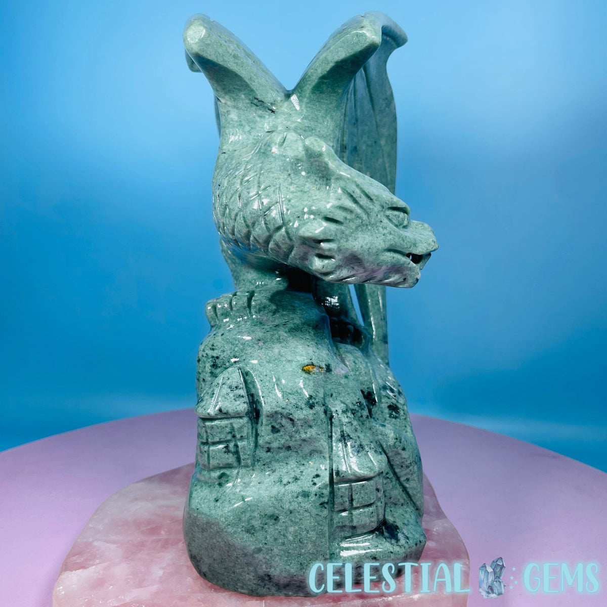 Green Jade Flying Dragon Large Carving