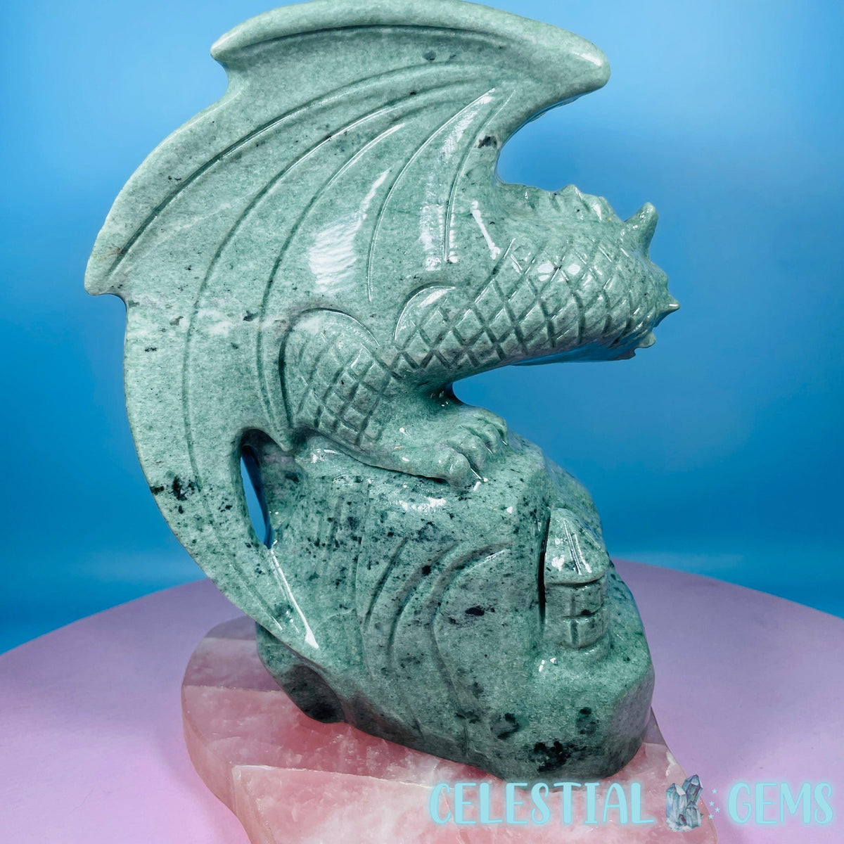Green Jade Flying Dragon Large Carving