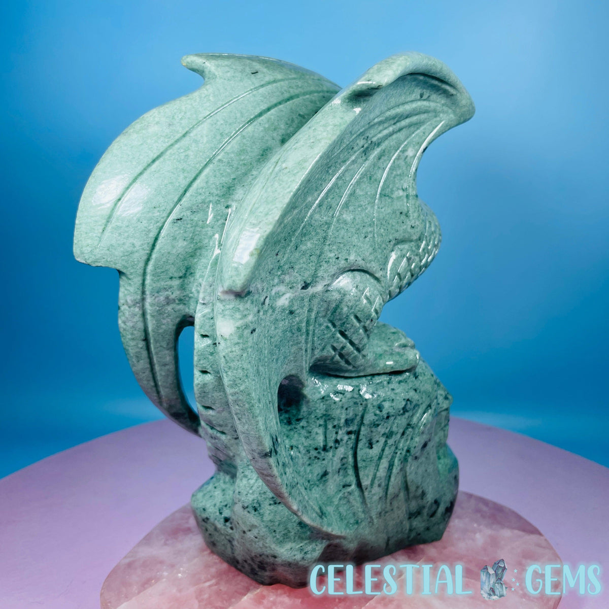 Green Jade Flying Dragon Large Carving