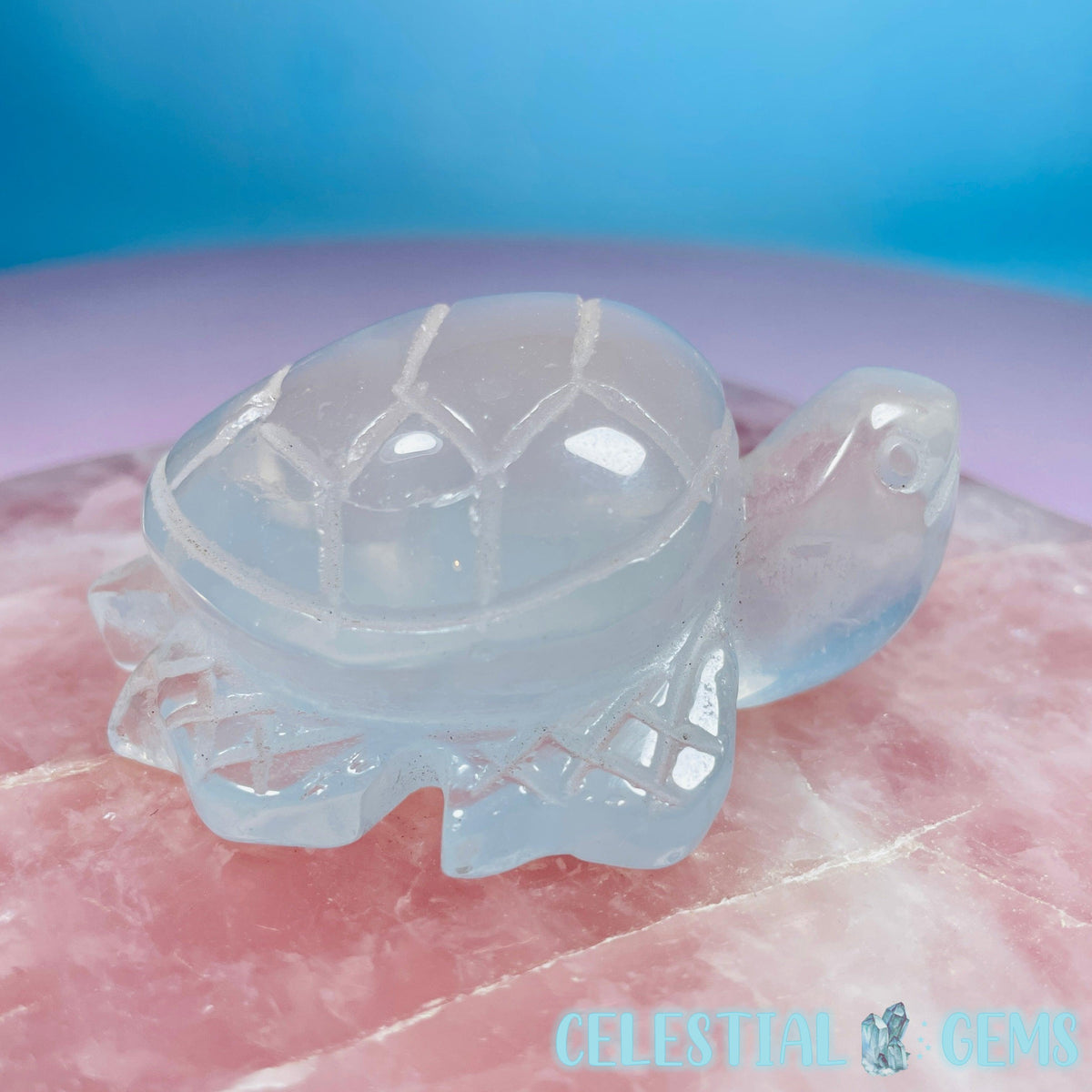 Girasol Clear Quartz Sea Turtle Medium Carving (Video)