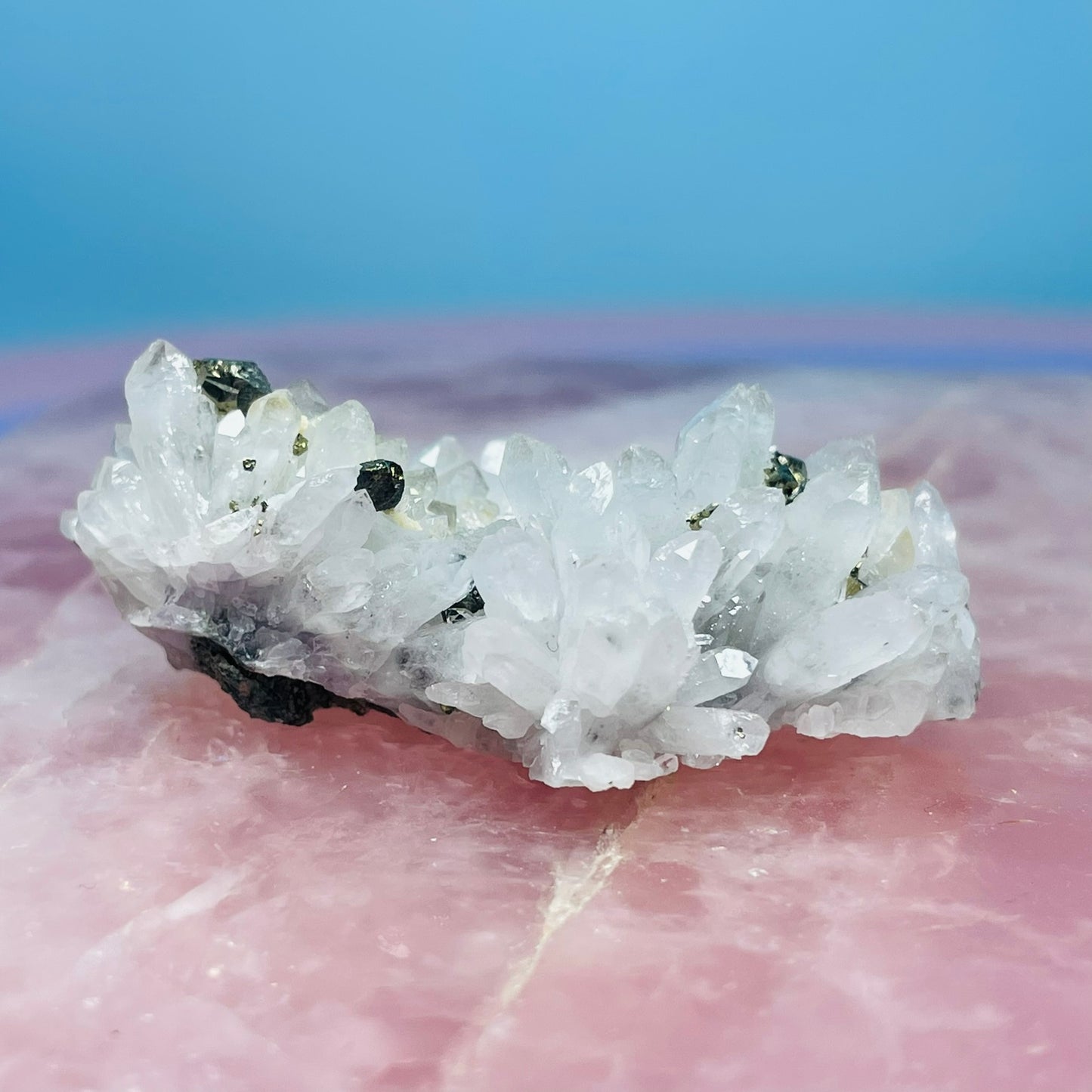 Chrysanthemum Quartz + Pyrite Small Cluster Specimen