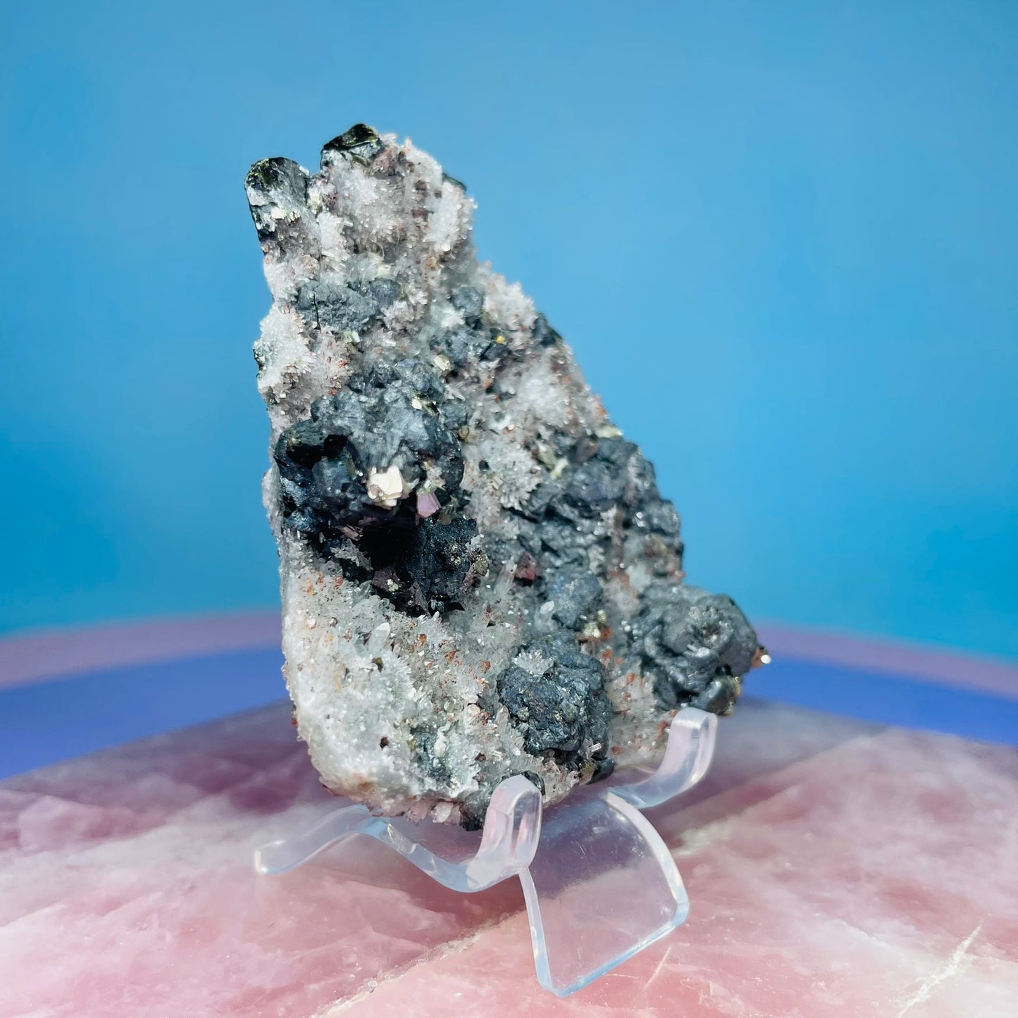 Red Quartz, Hematite + Pyrite Small Cluster Specimen
