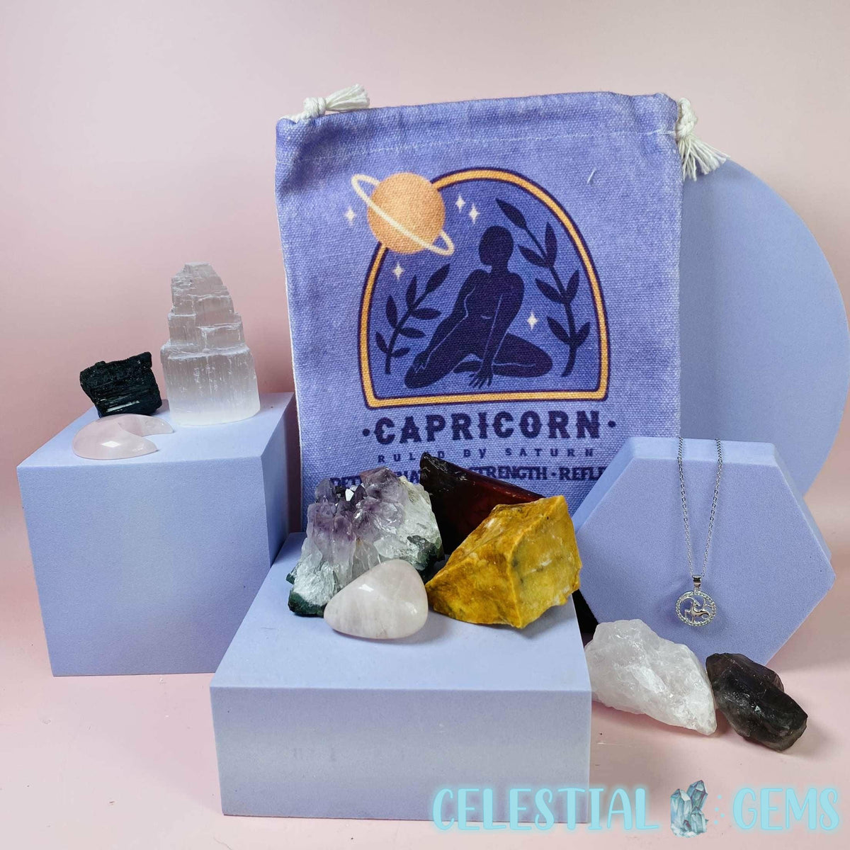 Capricorn Zodiac Deluxe Crystal Saver Set (Includes 925 Silver Necklace!)