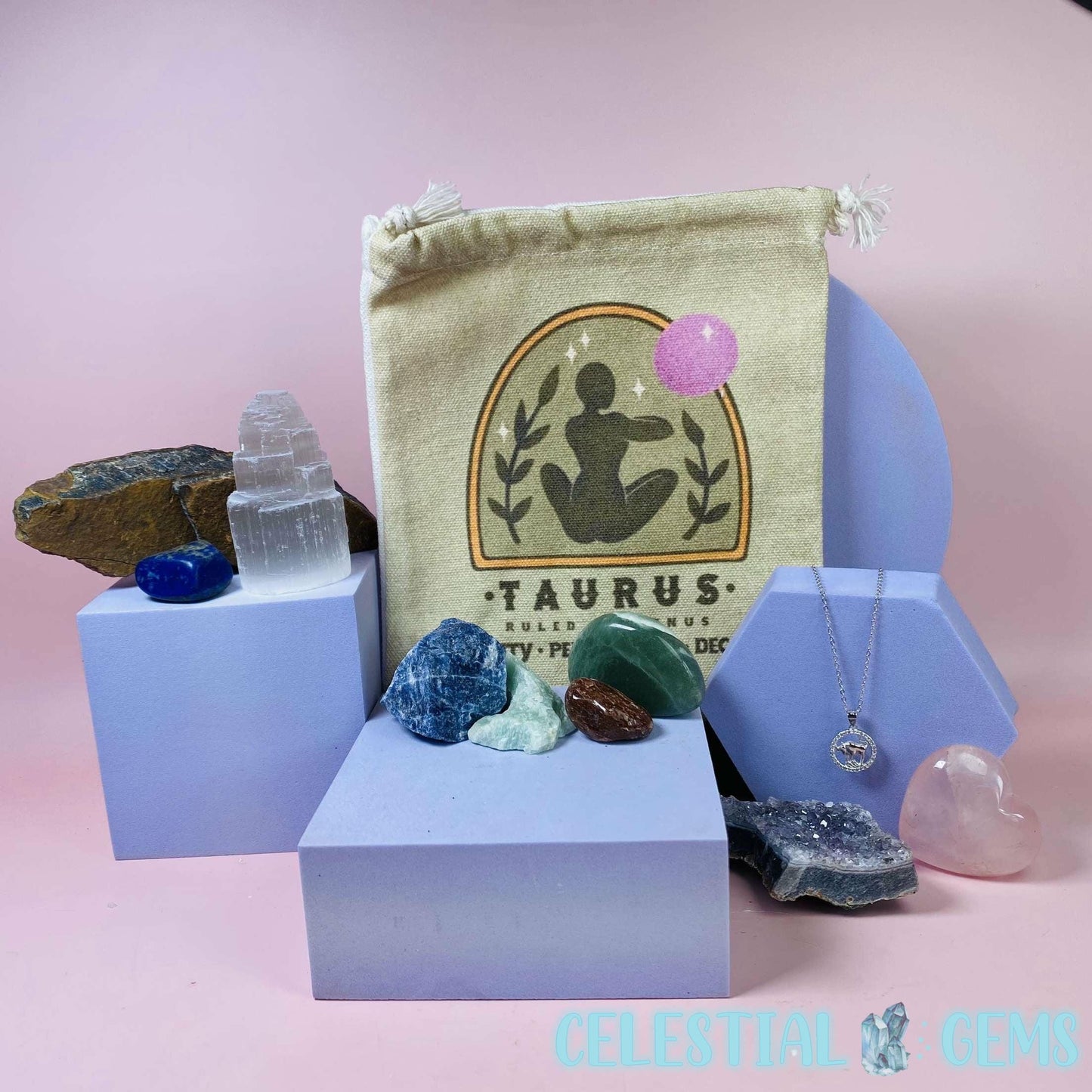 Taurus Zodiac Deluxe Crystal Saver Set (Includes 925 Silver Necklace!)