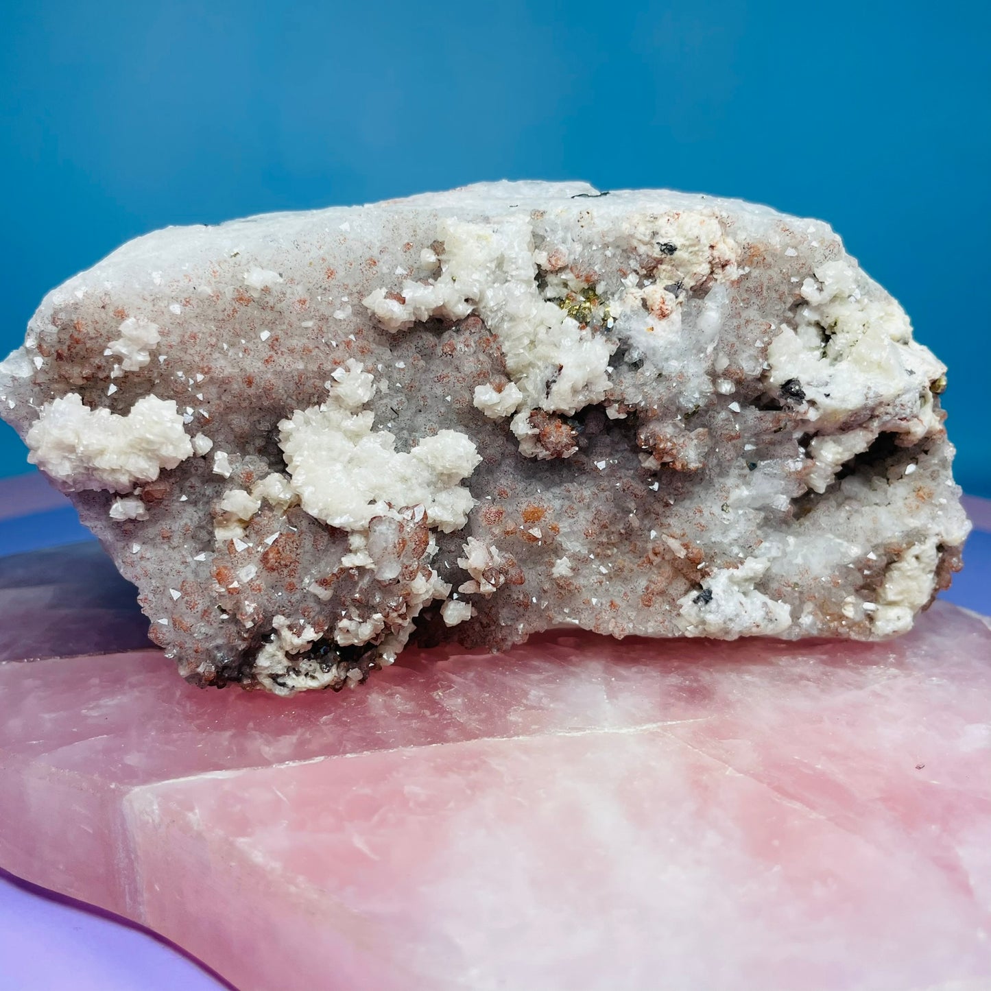 Red Quartz, Hematite, Pyrite + Dolomite Medium Cluster Specimen