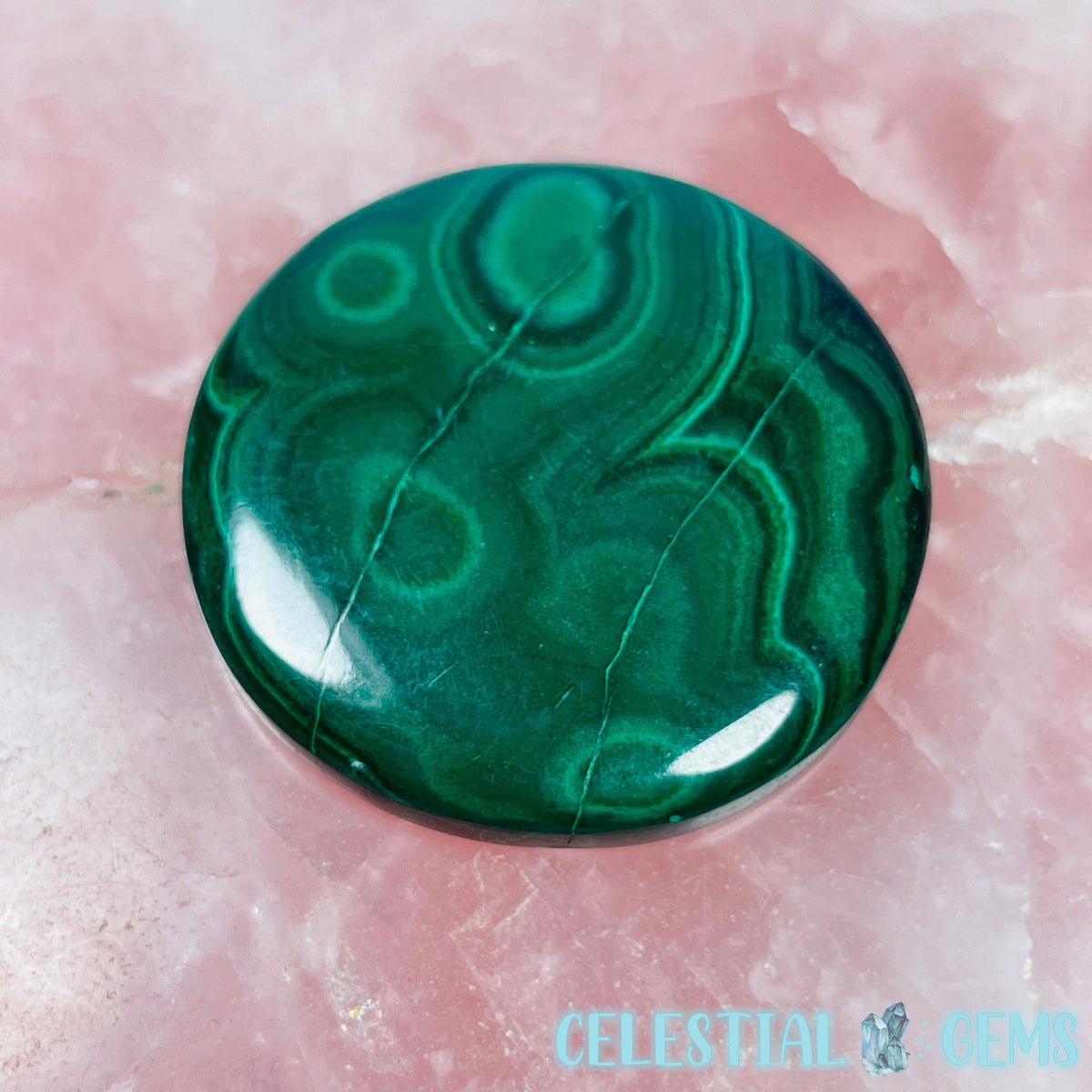 Malachite 'Button' Round Pocket Stone