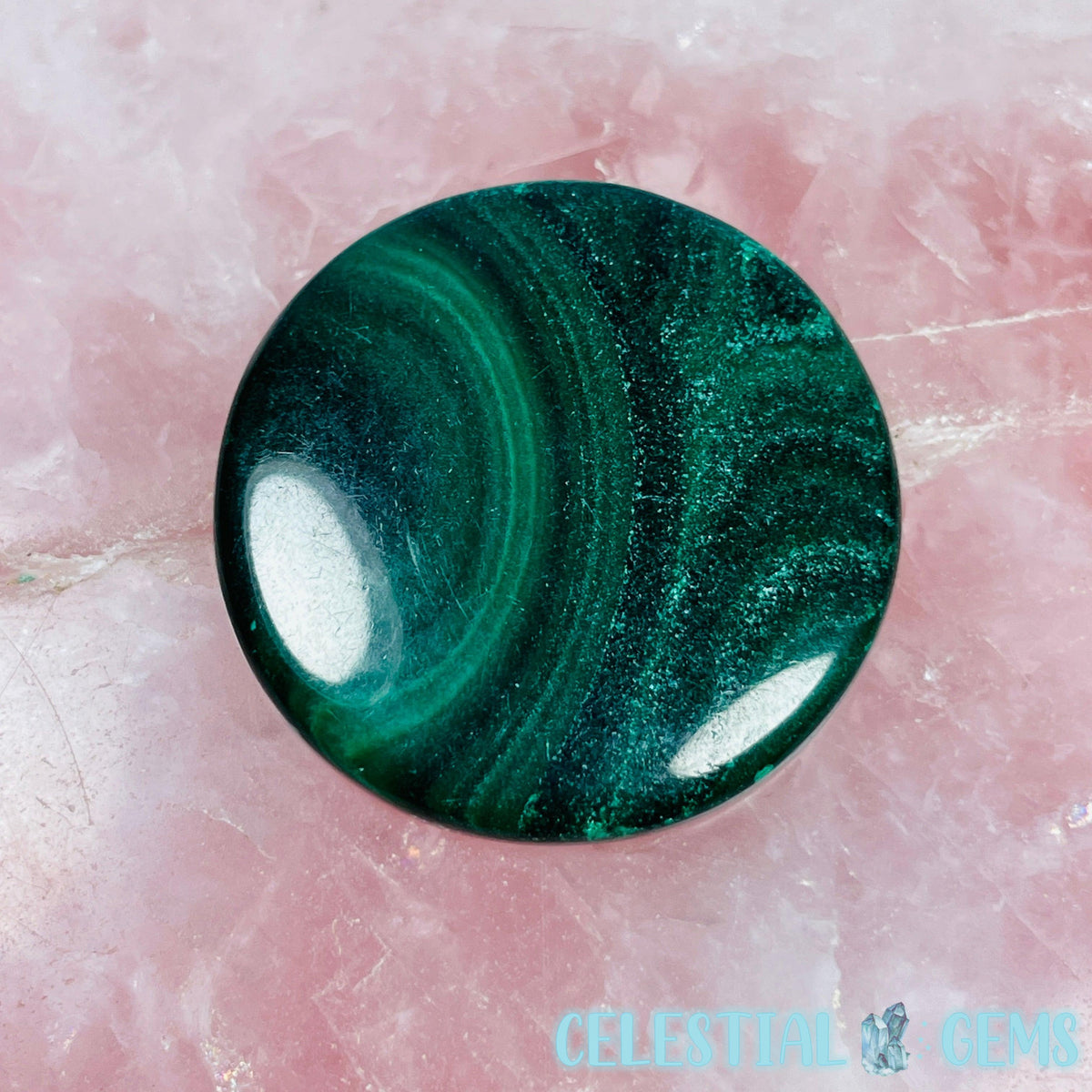 Malachite 'Button' Round Pocket Stone