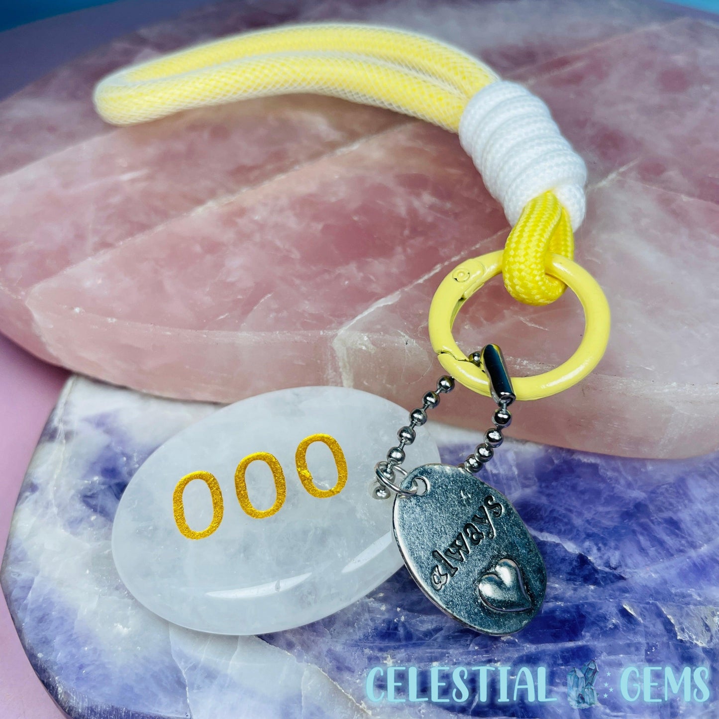 Clear Quartz '000' Angel Number Crystal Keyring