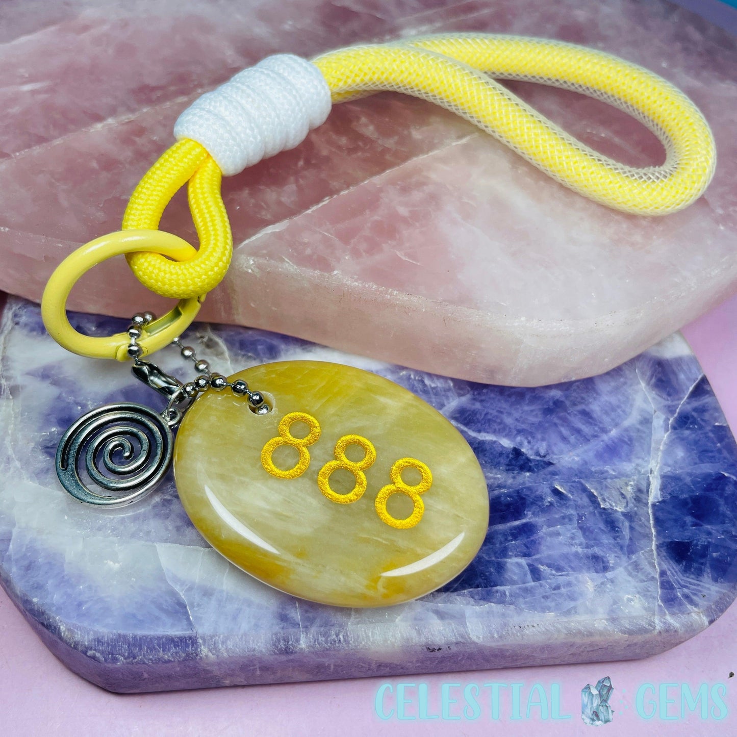 Yellow Calcite '888' Angel Number Crystal Keyring