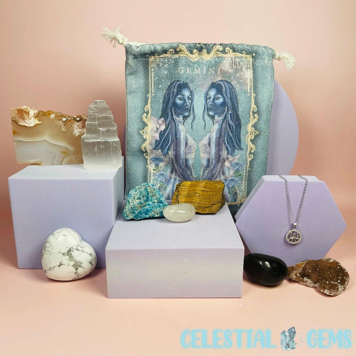Gemini Zodiac Deluxe Crystal Saver Set (Includes 925 Silver Necklace!)