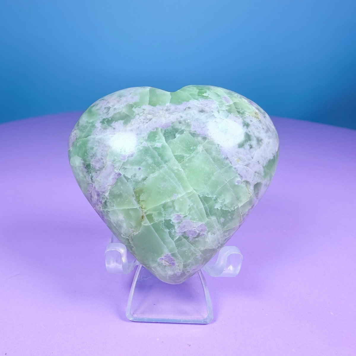 Bolivianite (Fluorite/Serpentine) Heart Carving (UV Reactive)