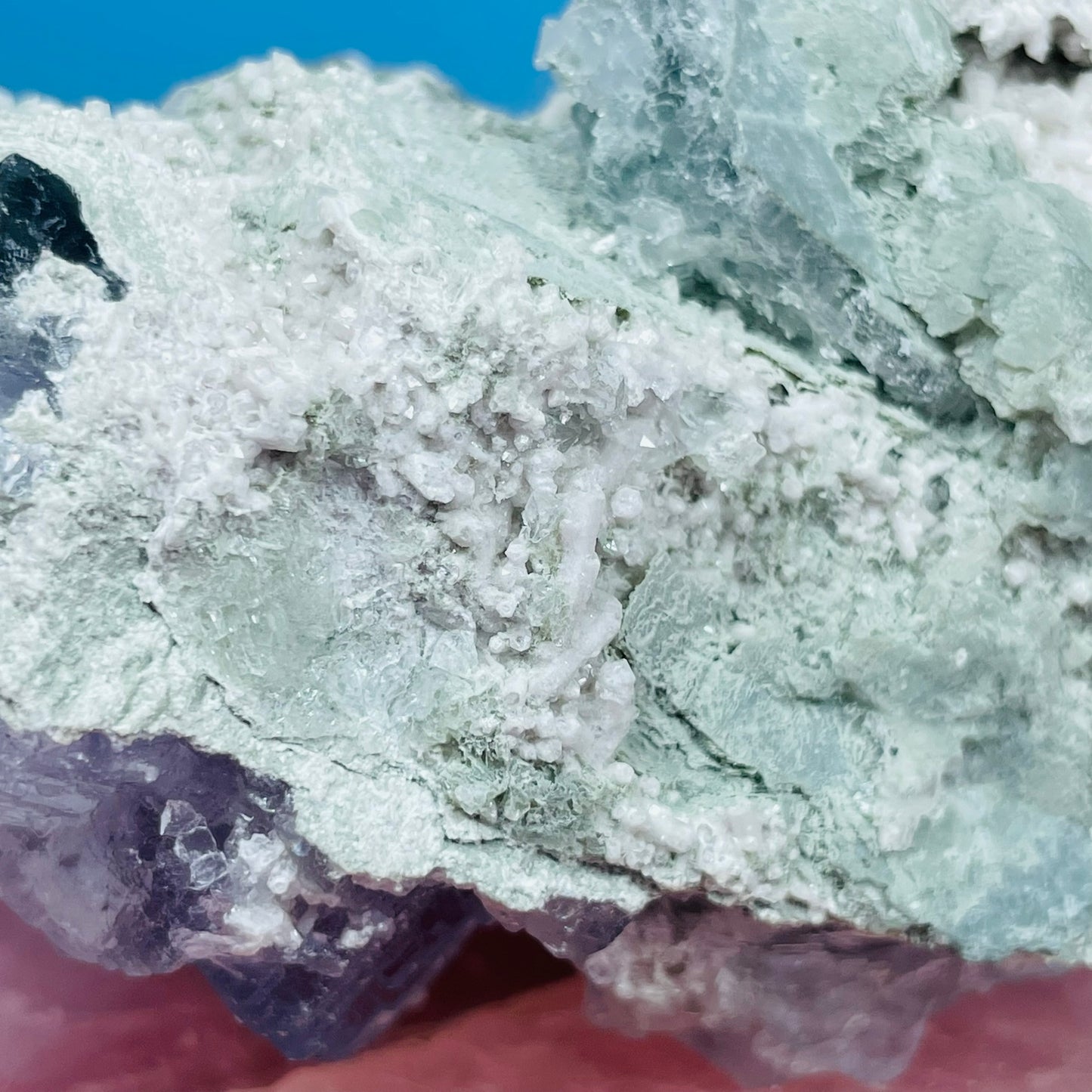 Blue Cubic Fluorite Medium Cluster Specimen with Calcite