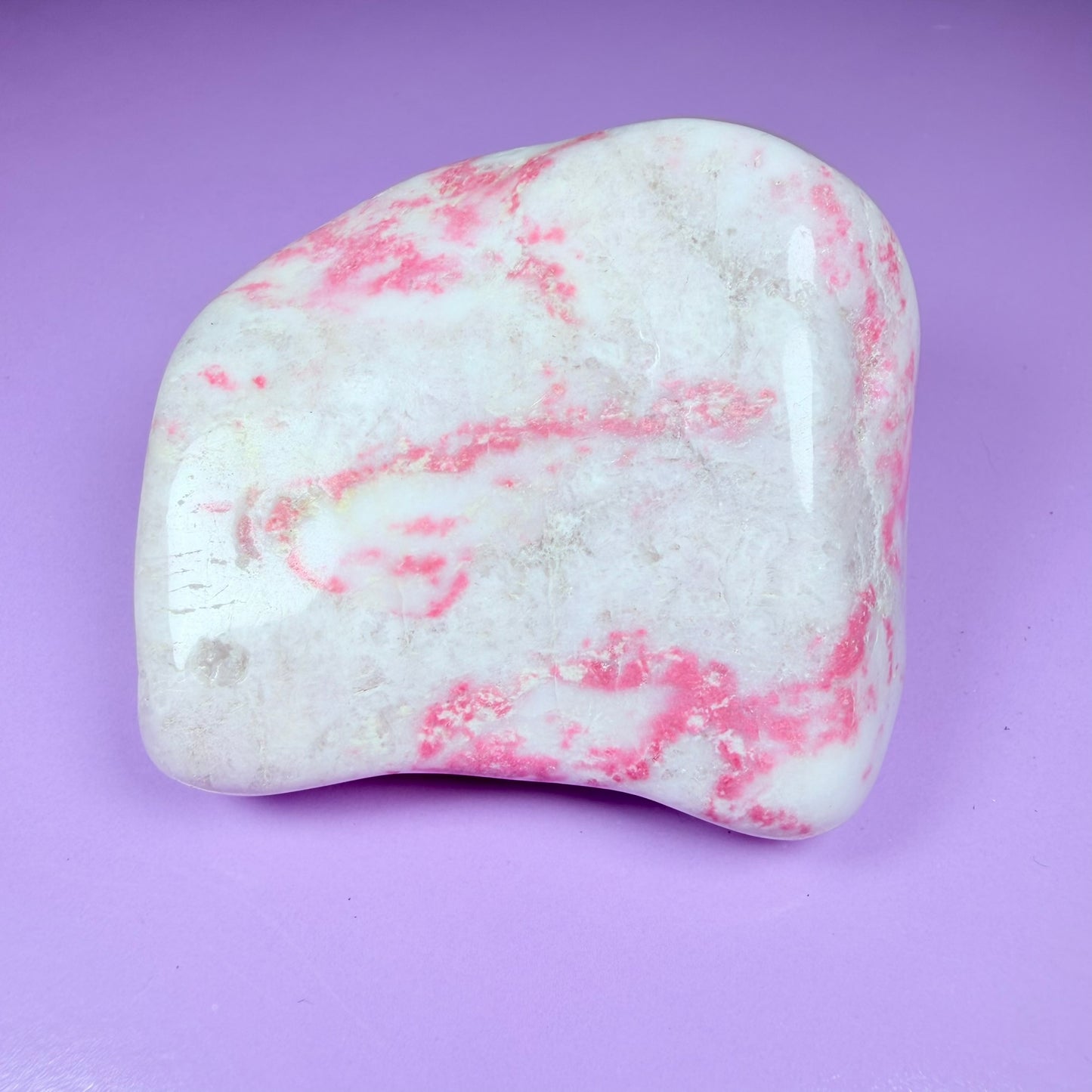 Pink Thulite + White Calcite Polished Medium Freeform, Norway