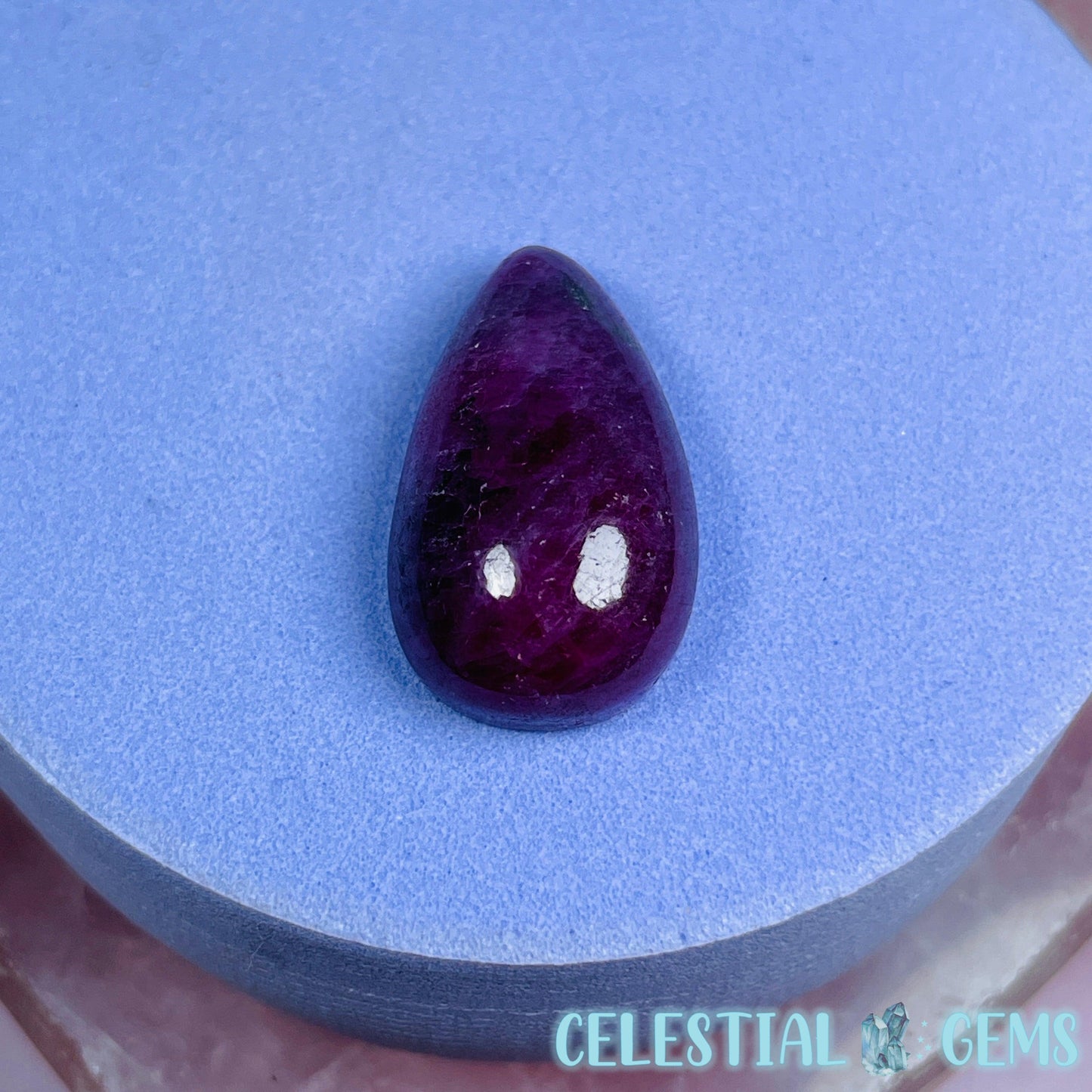 Ruby Teardrop Cabochon Crystal (UV Reactive)