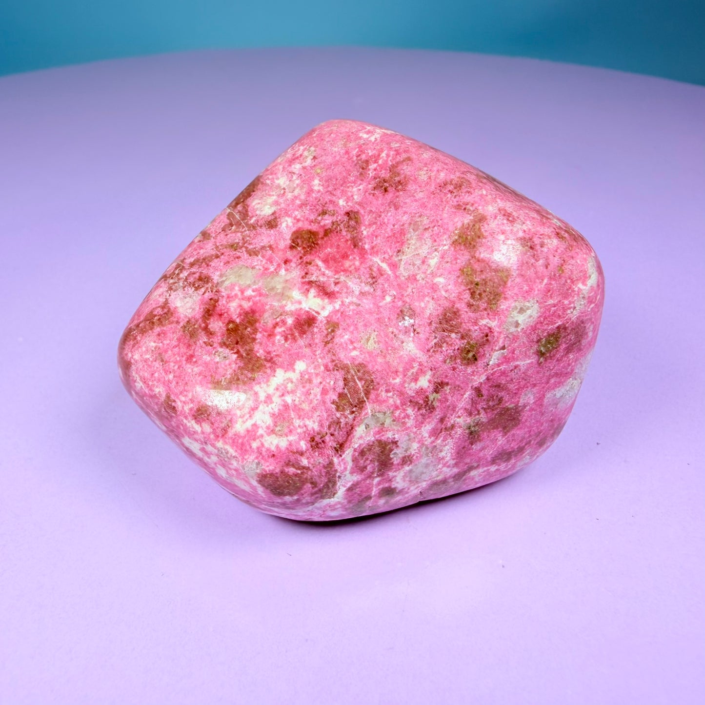 Pink Thulite + White Calcite Polished Medium Freeform, Norway