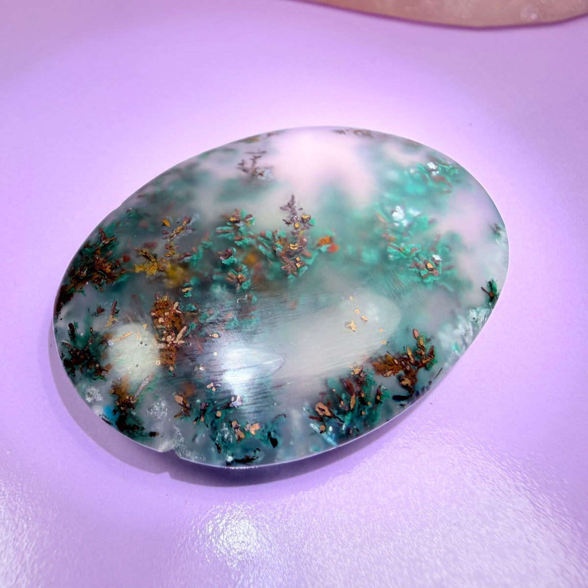 Rare Native Copper, Chrysocolla + Chalcedony Cabochon