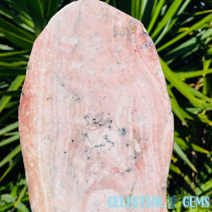 Peruvian Pink Rhodonite XL Slab on Stand