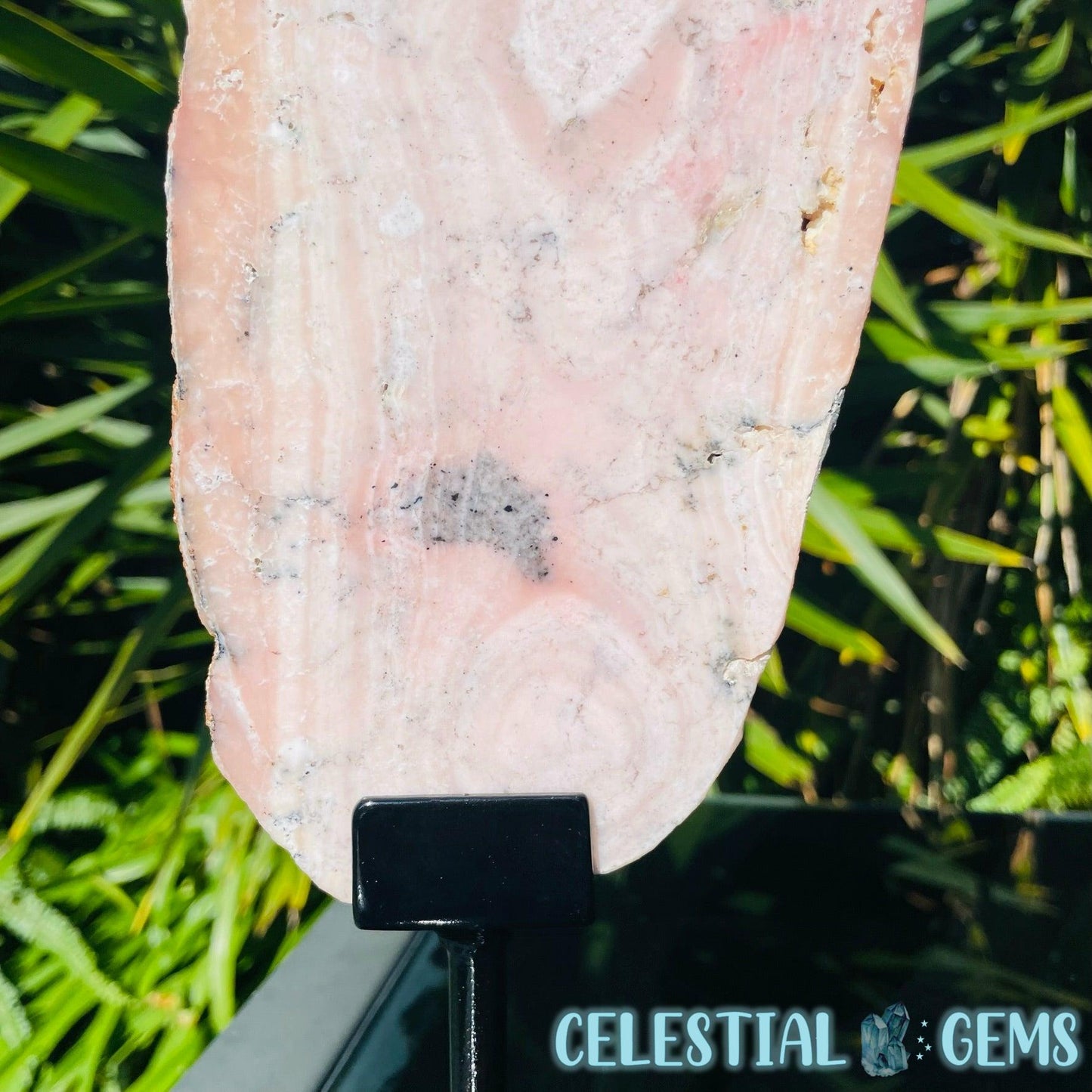 Peruvian Pink Rhodonite XL Slab on Stand
