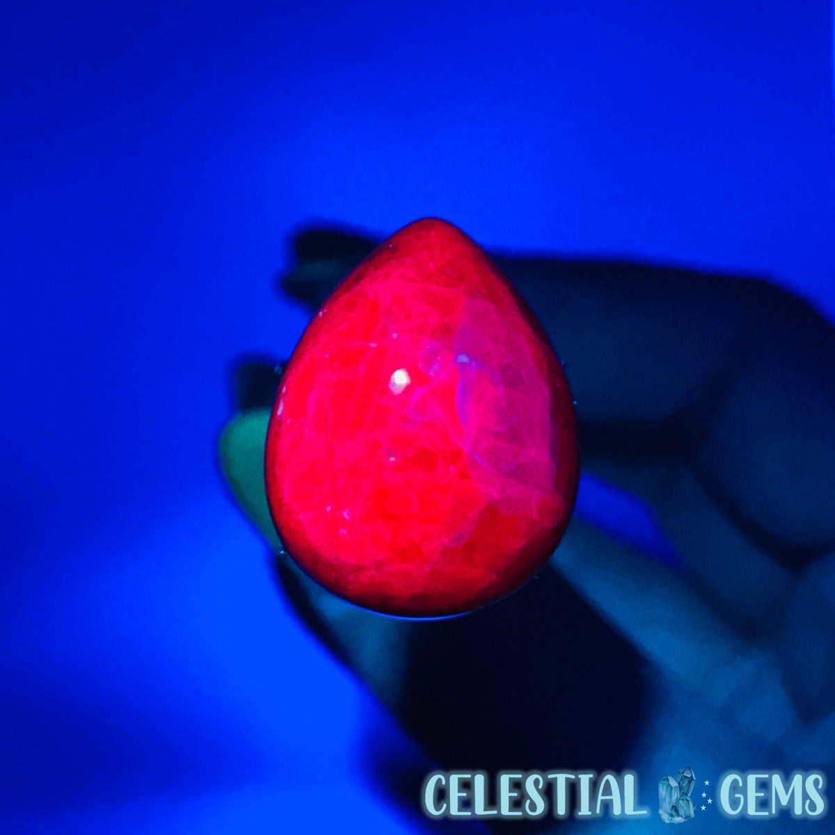 Ruby Teardrop Cabochon Crystal (UV Reactive)