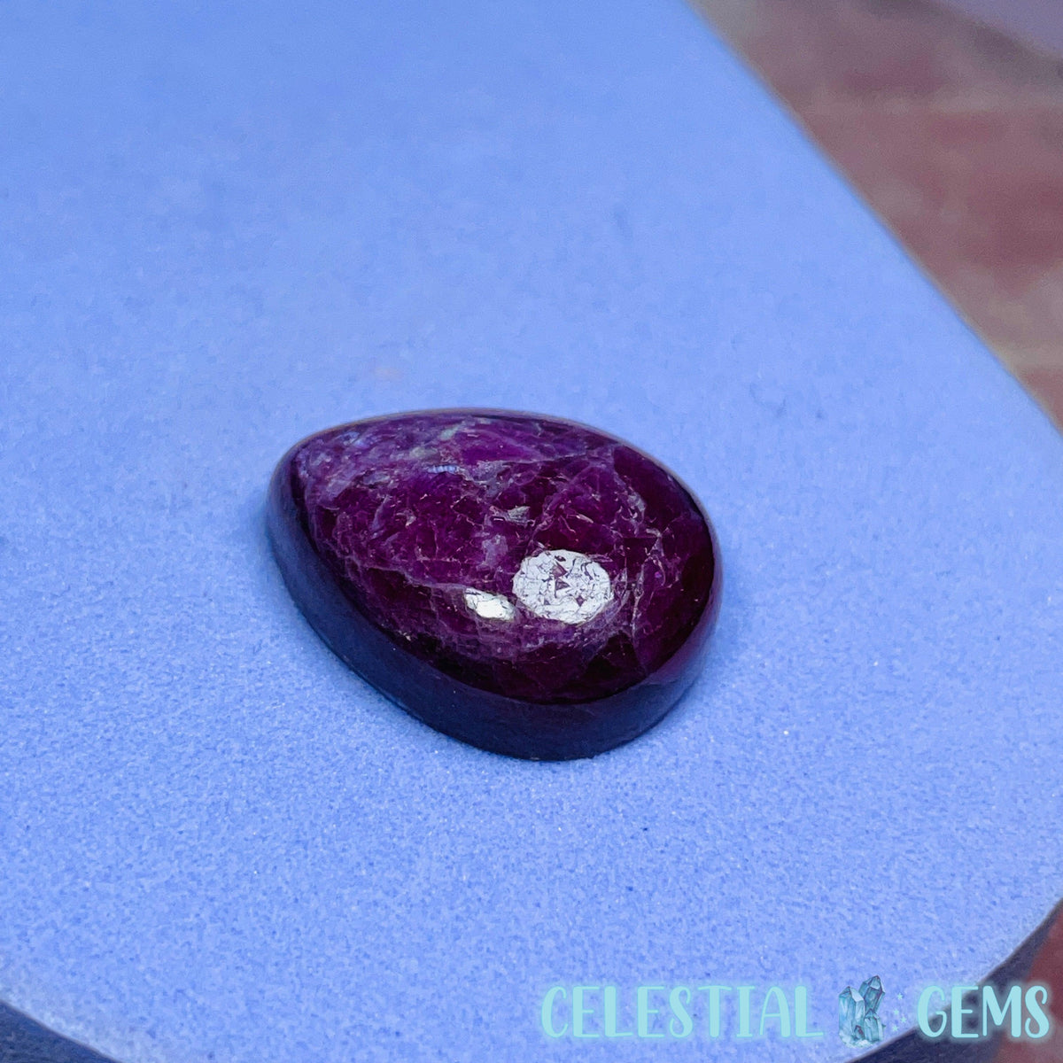 Ruby Teardrop Cabochon Crystal (UV Reactive)