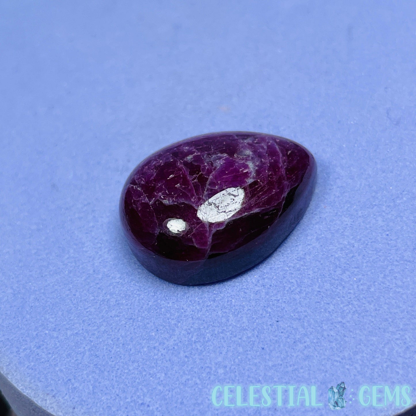 Ruby Teardrop Cabochon Crystal (UV Reactive)