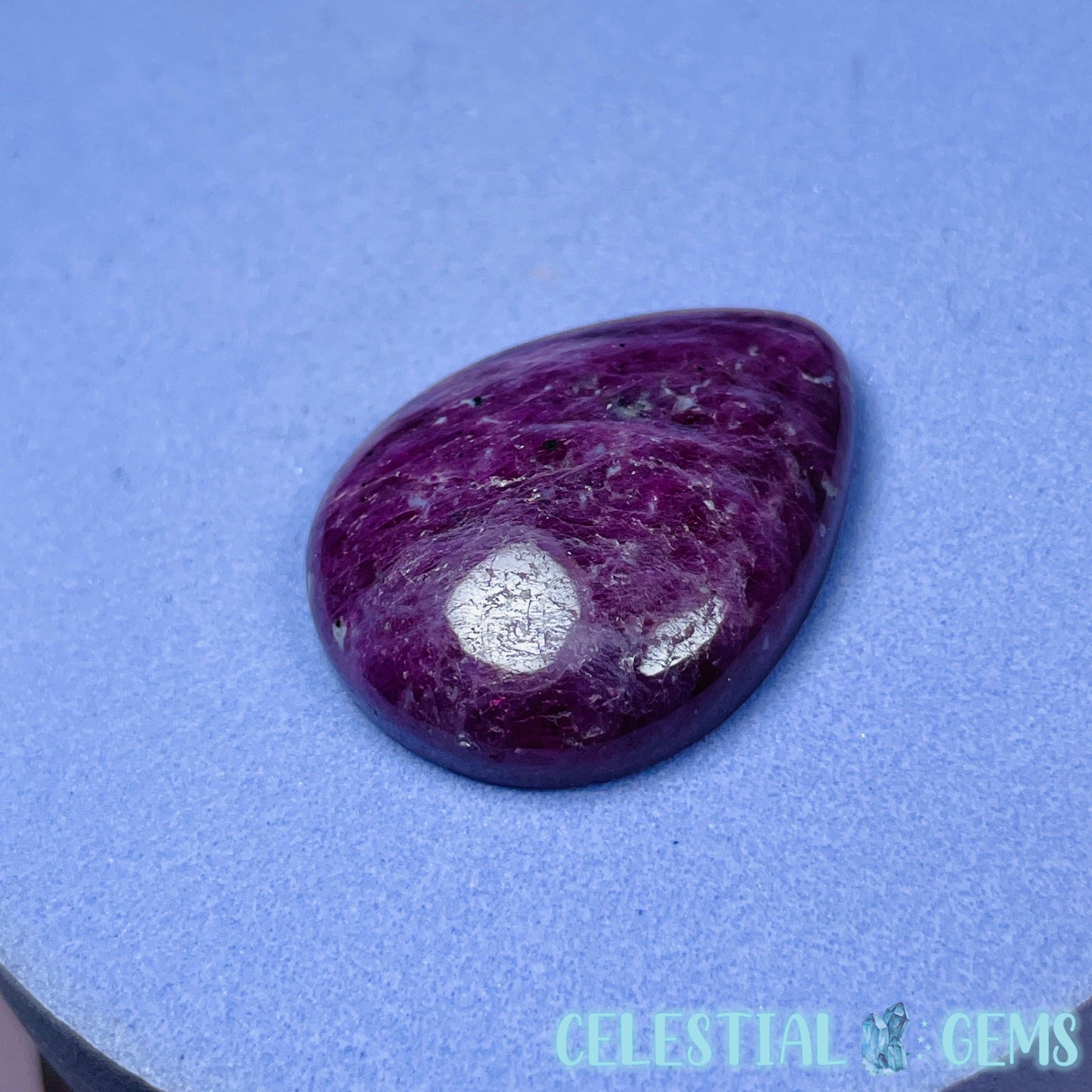 Ruby Teardrop Cabochon Crystal (UV Reactive)