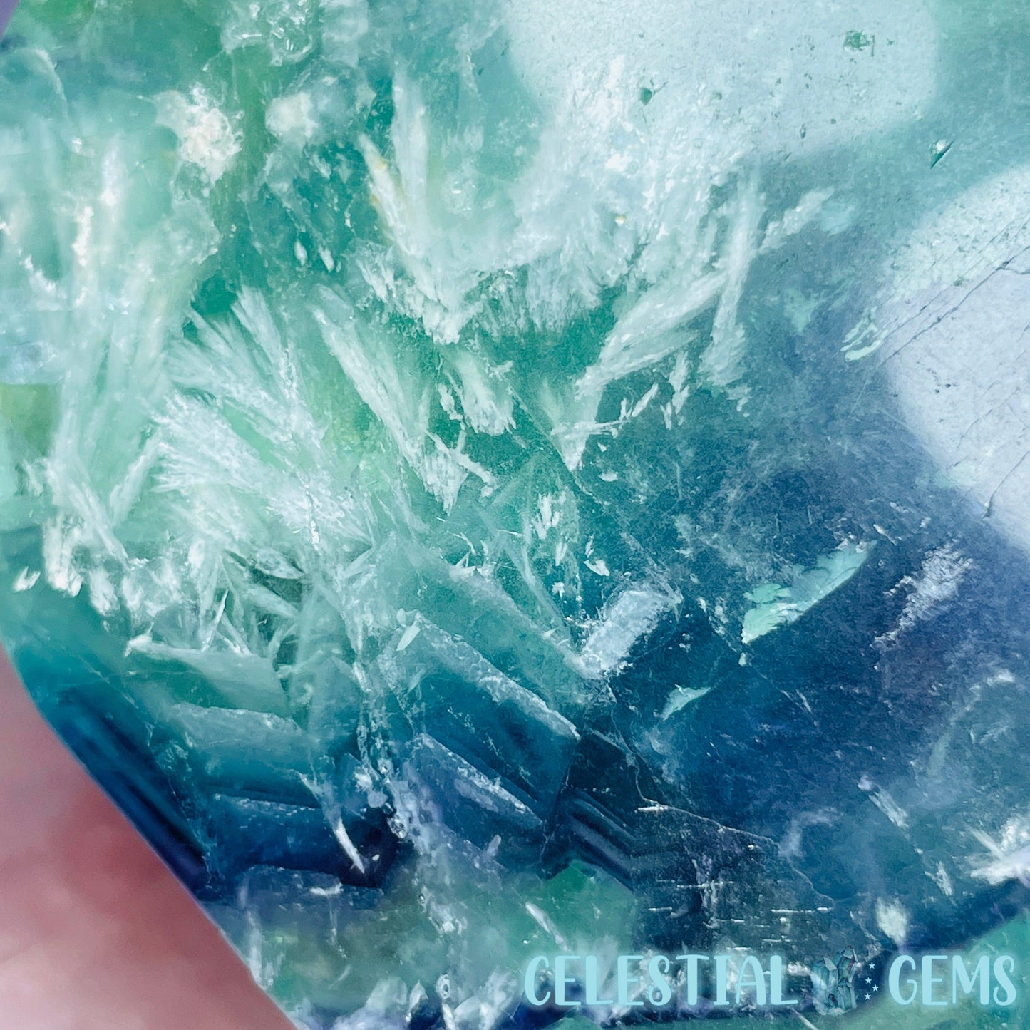 Snow Feather Fluorite Heart Medium Carving