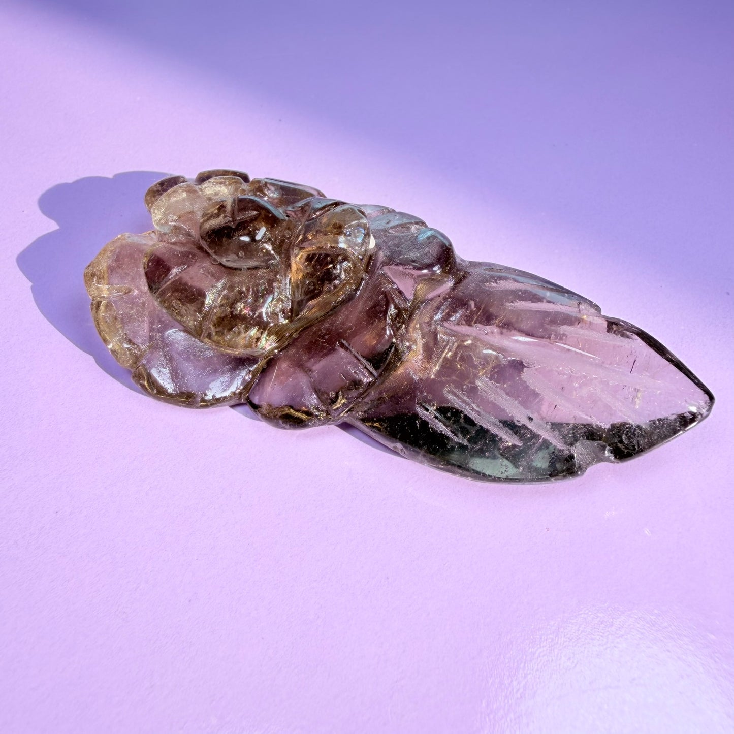 Smoky Quartz Agate Flower Carving