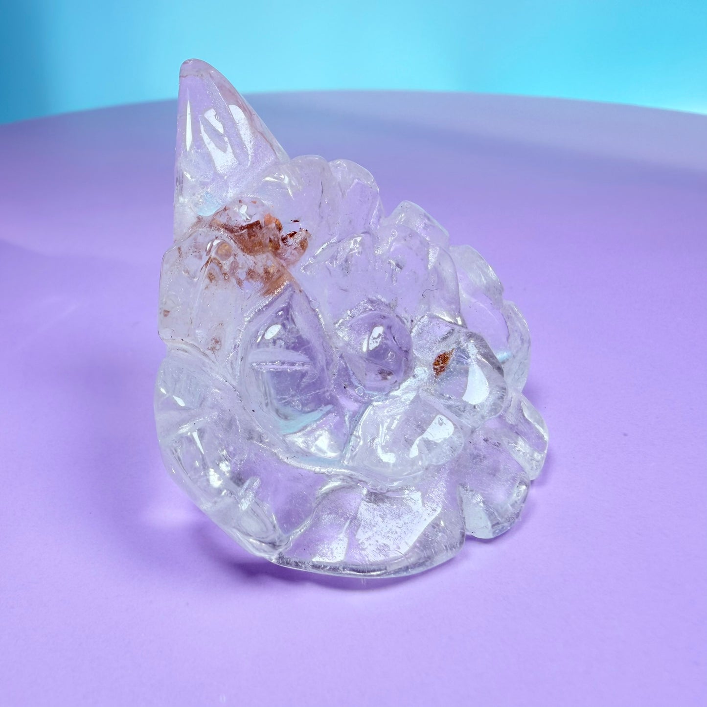 Clear Quartz Agate Flower Carving