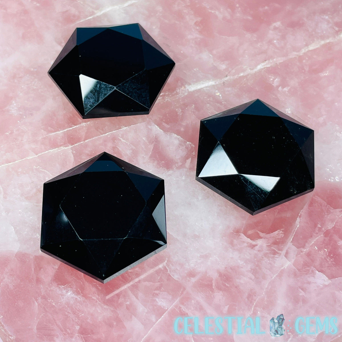 High Grade Obsidian Hexagram Pocket Stone Carving