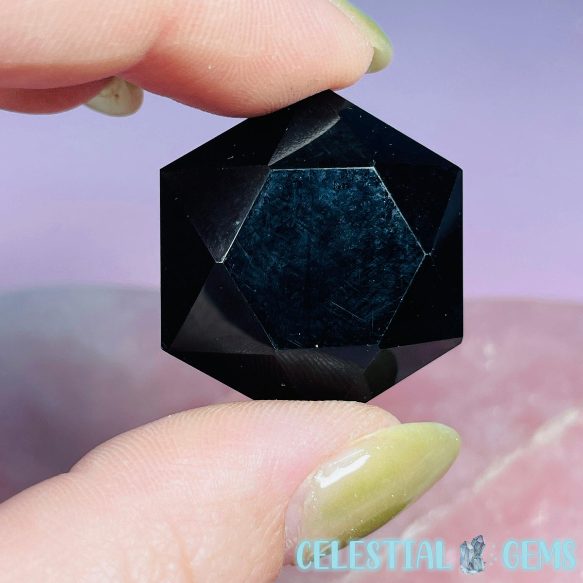 High Grade Obsidian Hexagram Pocket Stone Carving