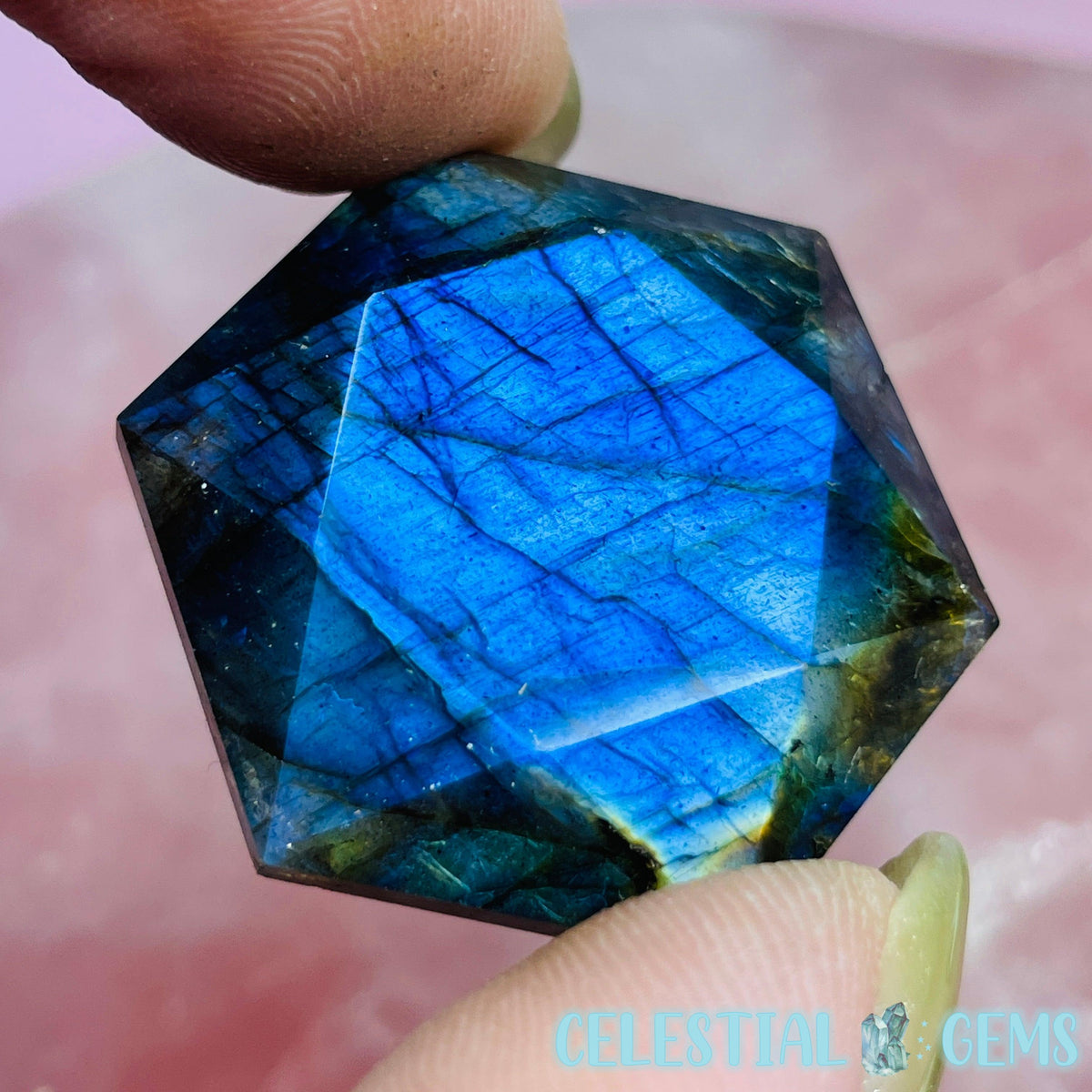 High Grade Labradorite Hexagram Pocket Stone Carving