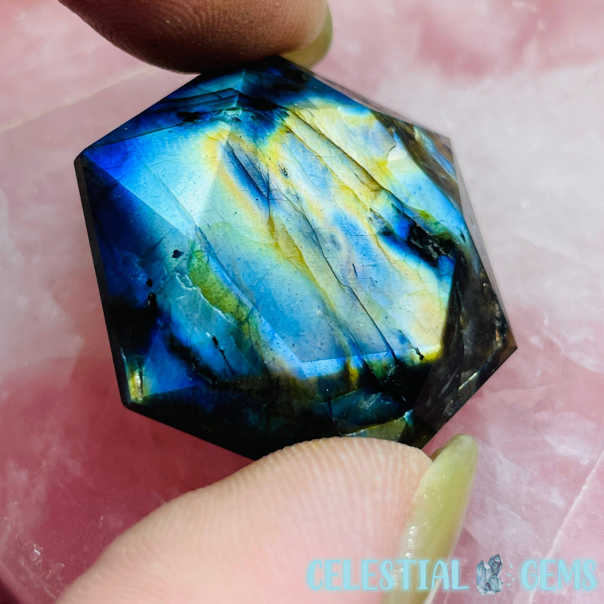 High Grade Labradorite Hexagram Pocket Stone Carving