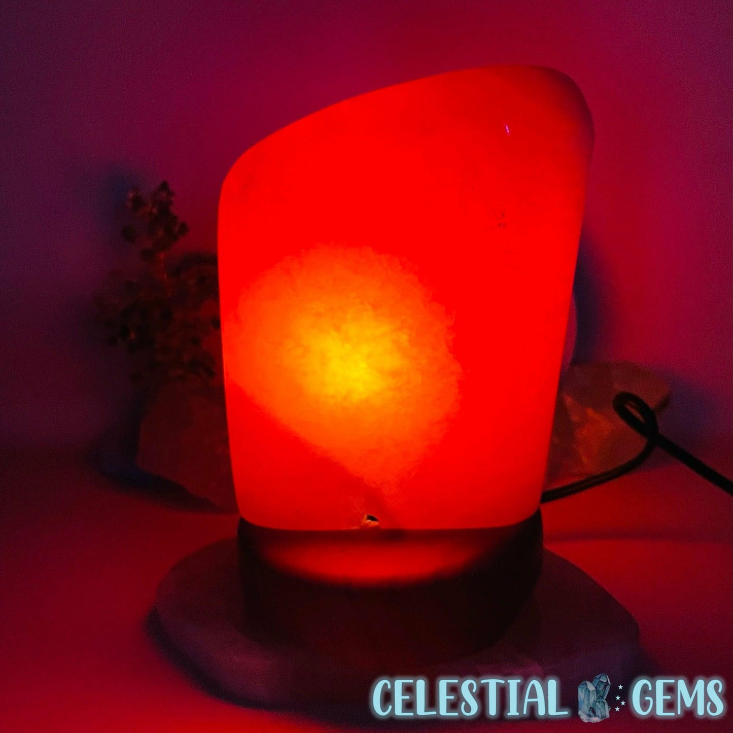 Orange Calcite Large Polished Lamp (with Dimmer + Bulb)