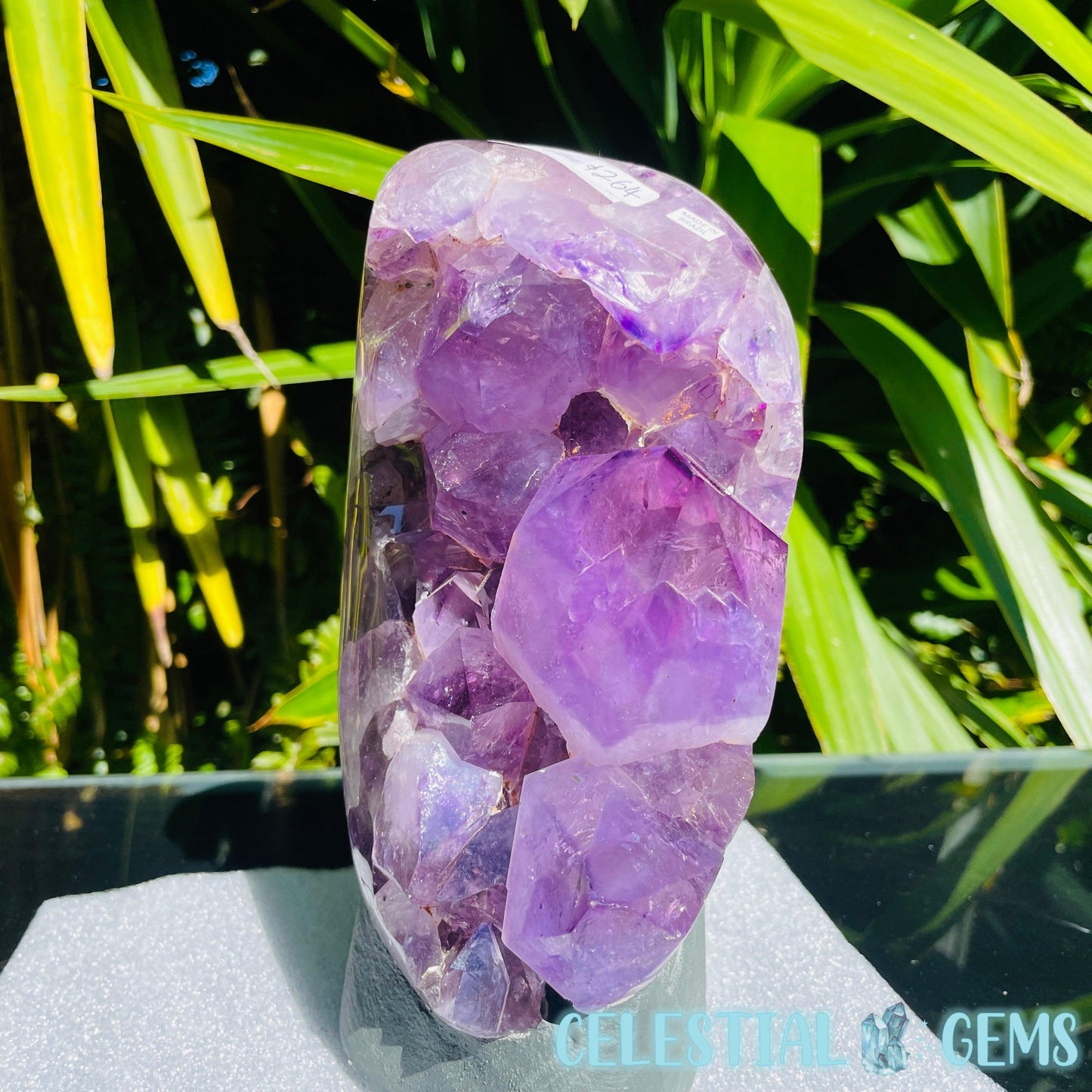 Amethyst Large Polished Standing Cluster with Concrete Base