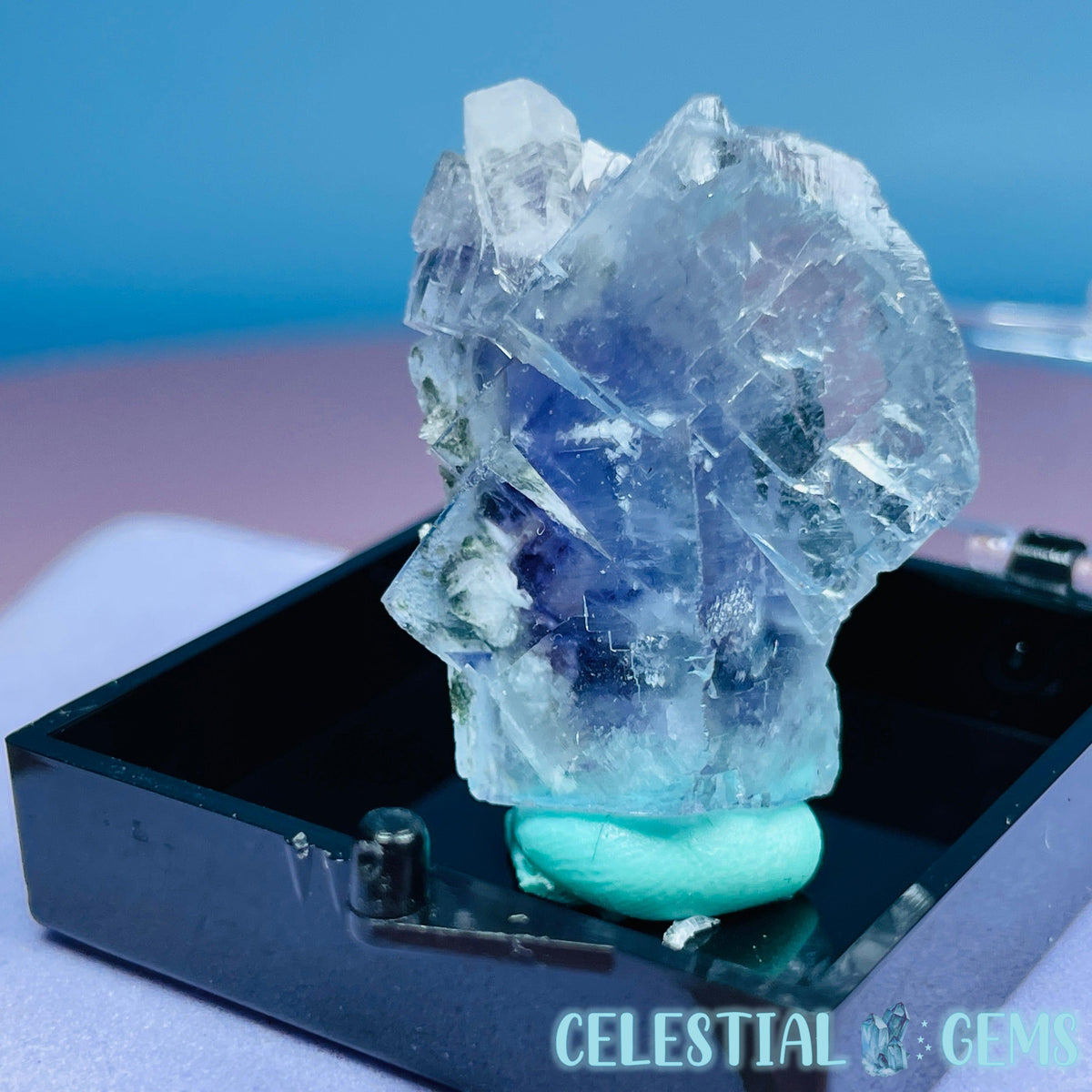 RARE Yaogangxian Colour-Zoned Fluorite with Mica + Chlorite Mini Cluster Specimen