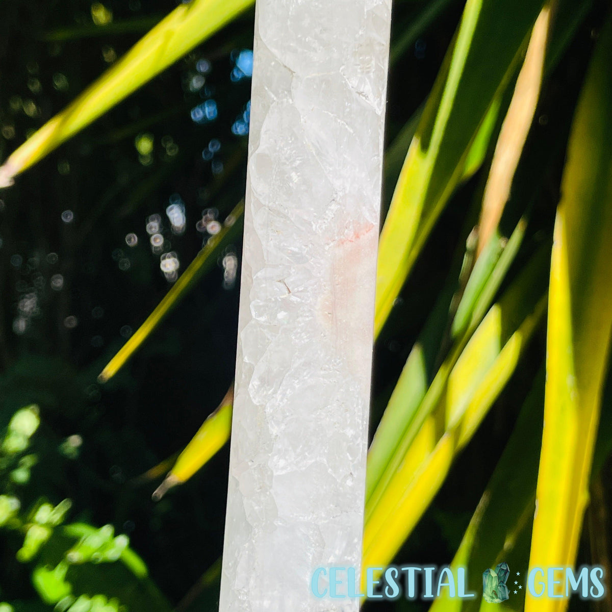 Pink Amethyst + Quartz XL Crescent Moon Carving on Stand