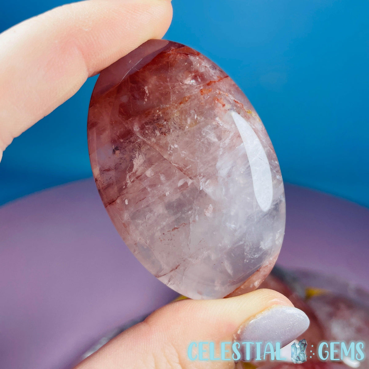 Fire (Hematoid) Rose Quartz Palmstone