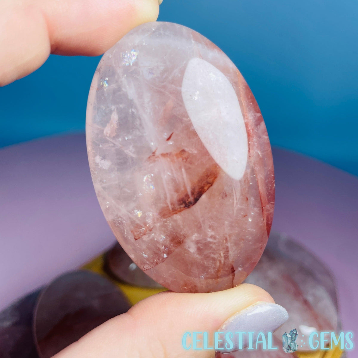 Fire (Hematoid) Rose Quartz Palmstone