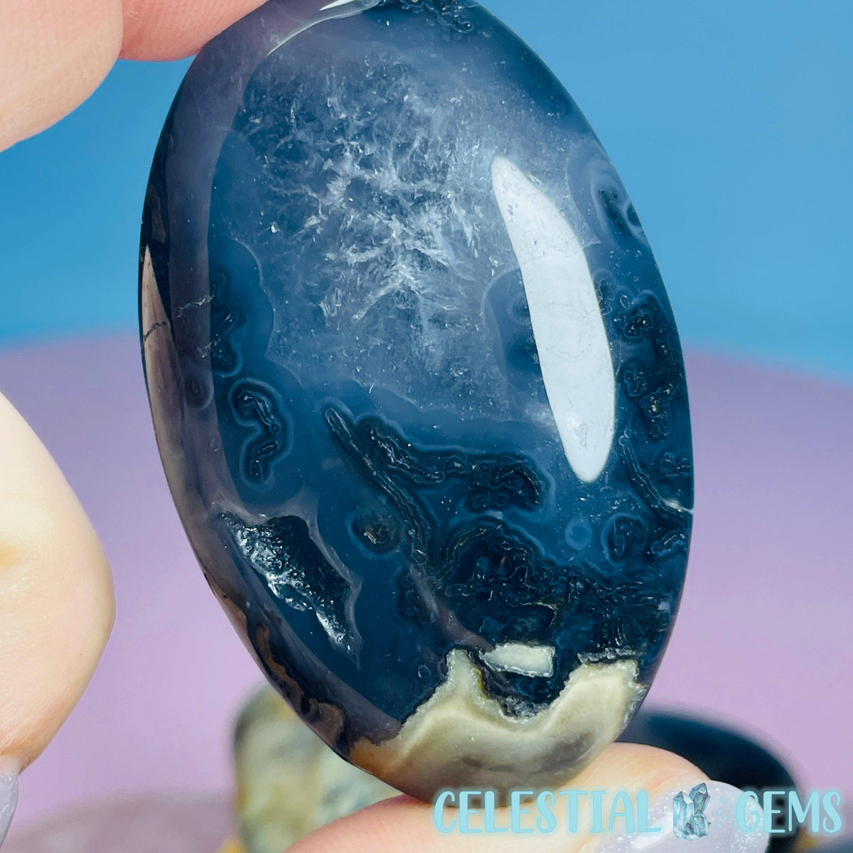 UV Volcanic Agate (Uranyl Chalcedony) Small Palmstone