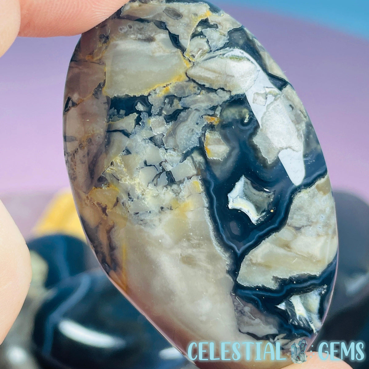 UV Volcanic Agate (Uranyl Chalcedony) Small Palmstone