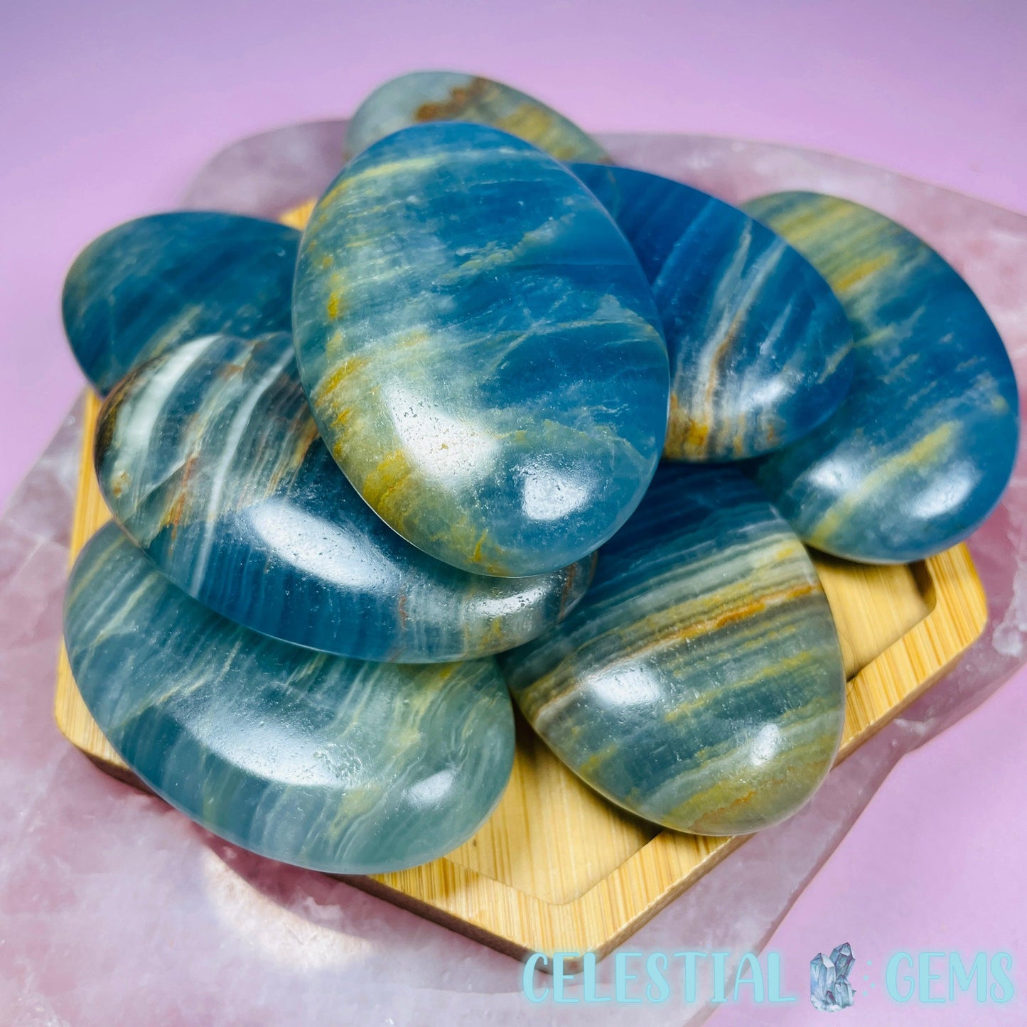 Blue Lemurian Calcite (Blue Onyx) Palmstone