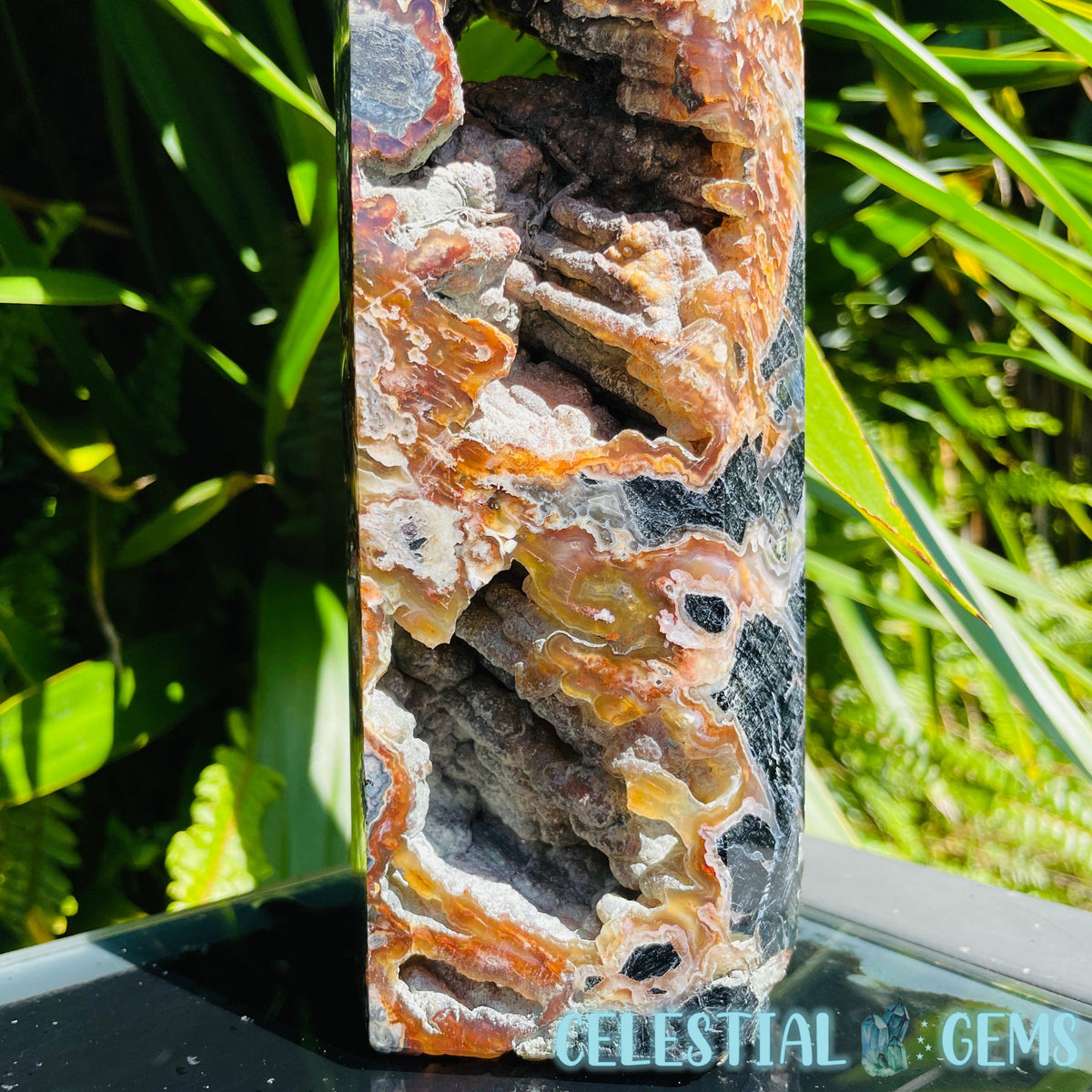 RARE Indonesian Tube Agate + Black Basalt XXL Statement Tower